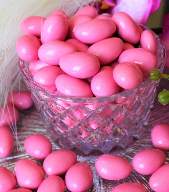 Chocolate-covered almonds pink