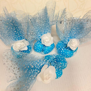Bonbon dragees wit, blauw, roze